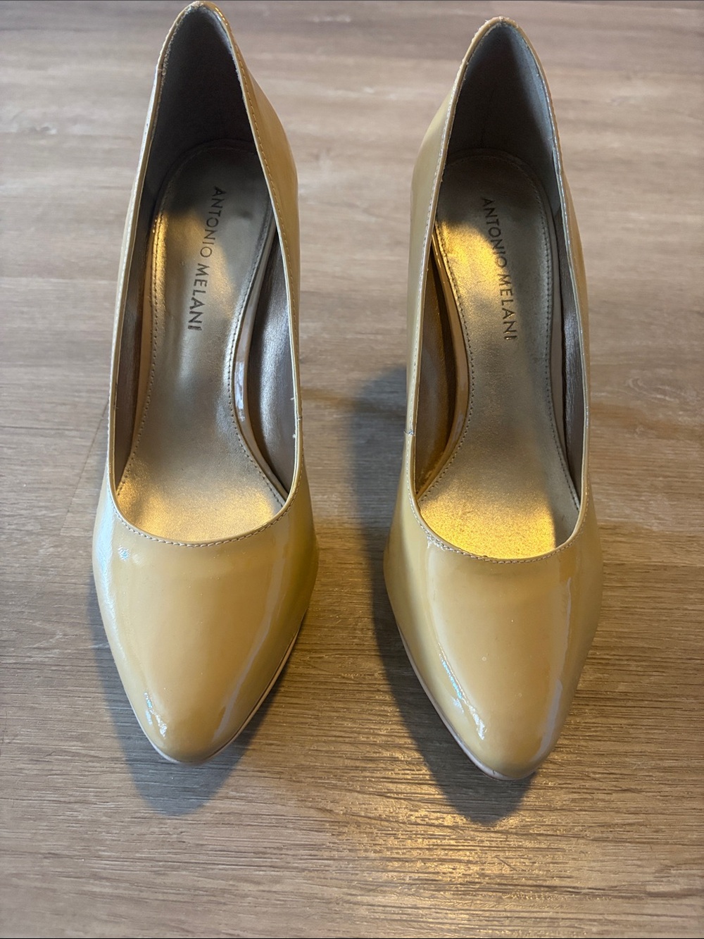 ANTONIO MELANI Patent Pointed-Toe Pumps in Mustard Yellow